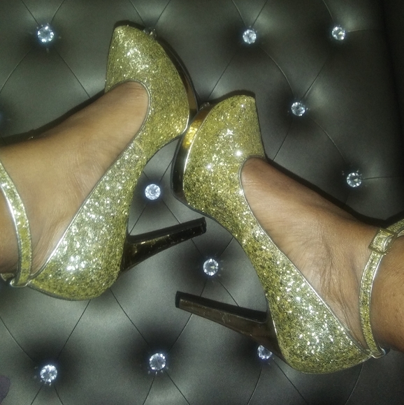 Mossimo Glitter Gold STILETTOS. WOMENS SIZE 7 1/2. - Picture 8 of 14